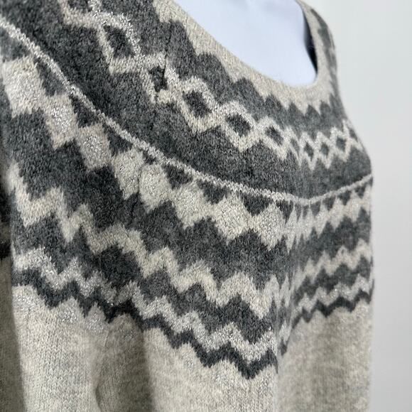 Lane Bryant Sweater Beige Gray Women 18/20 Geometric Horizontal Stripes Pullover - Picture 2 of 8